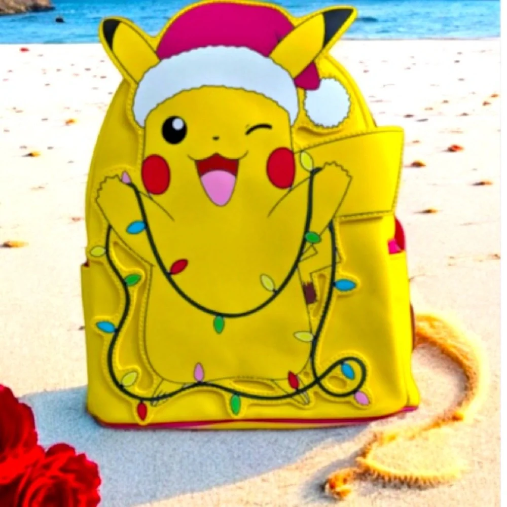Loungefly Pokemon Pikachu Christmas Lights Santa Light Up Mini Backpack New⚡️🎉